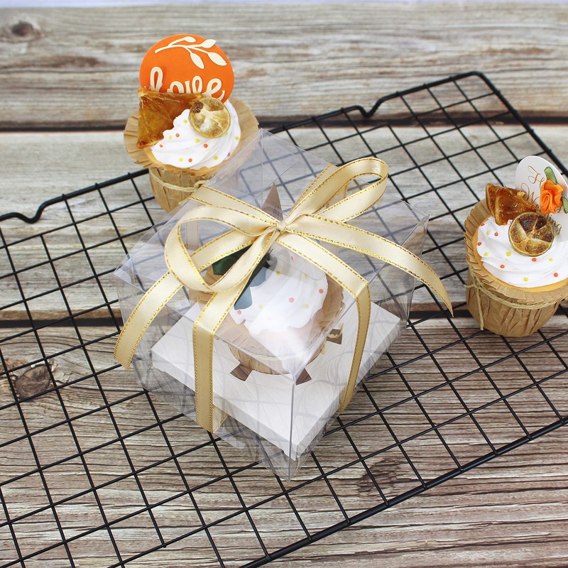 YankMooM Individual Cupcake Boxes,20 Pcs Clear Cupcake Display Boxes with