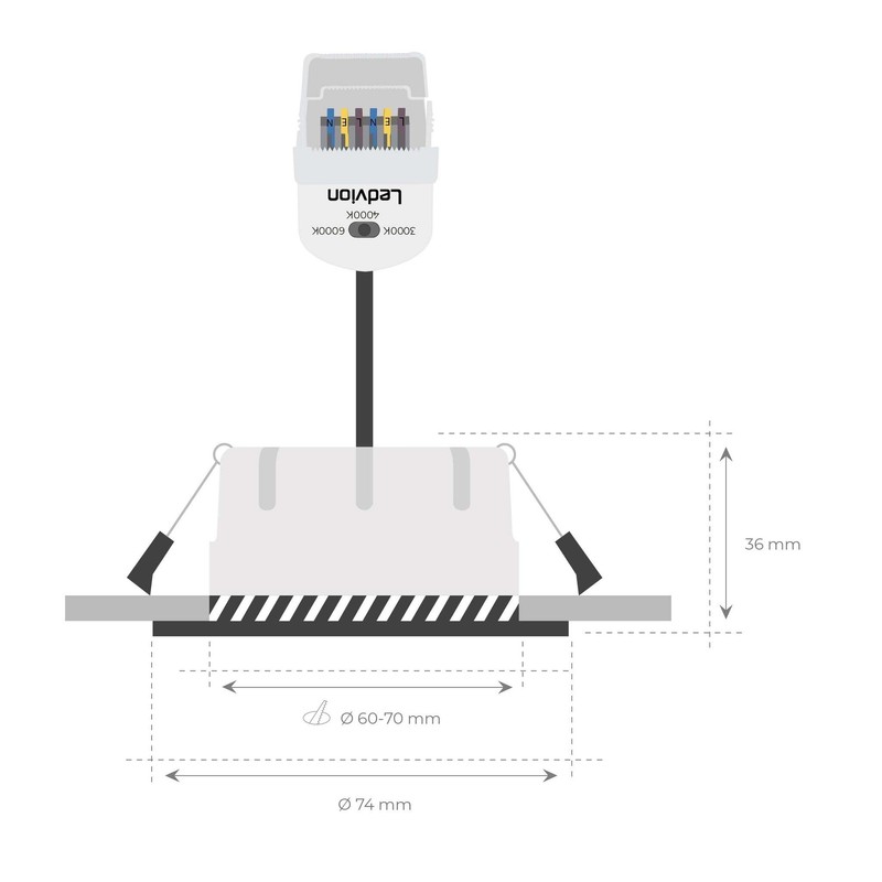 Ledvion LED Downlights, White, 5 W, IP65, CCT, COB, Diameter