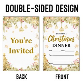 LyoGao Christmas Party Invitations With Envelopes (20 Pack) - Christmas Dinner Party Fill in Invites Cards for Xmas Winter Holiday