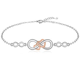 Infinity Heart Ankle Bracelets for Women Sterling Silver Infinity Summer Anklet Beach Adjustable Endless Love Cute Infinity Symbol Jewelry Christmas Valentines Mothers Day Gifts