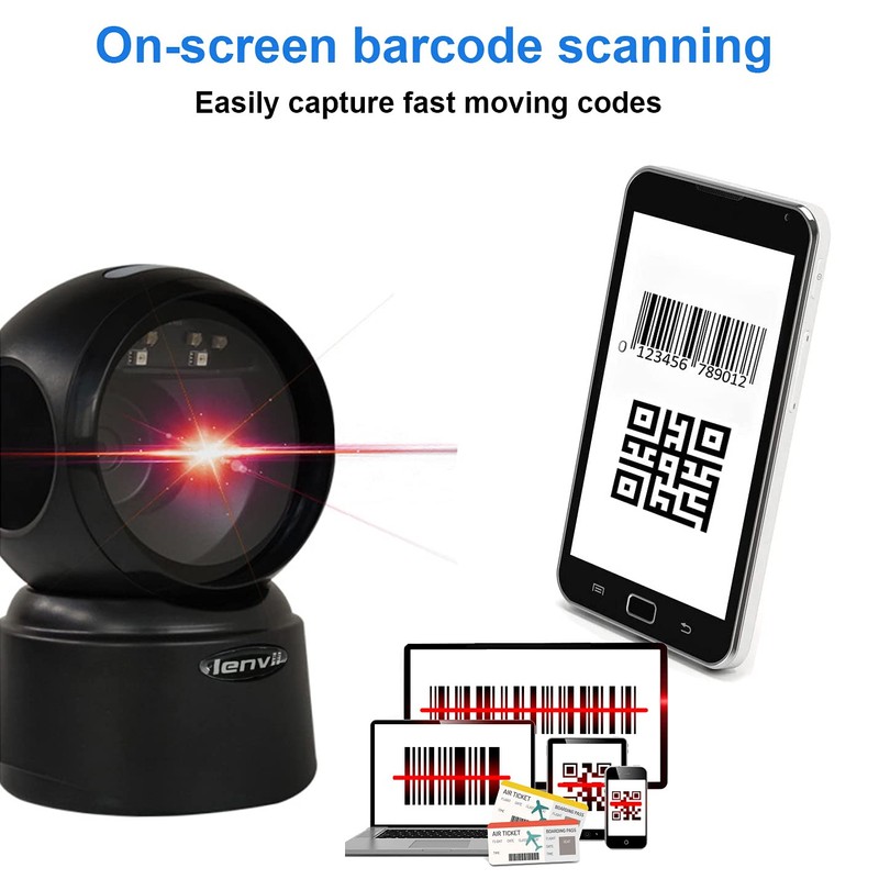 LENVII Desktop 2D Barcode Scanner QR Code Scanner Handsfree with