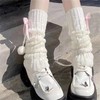 Lolita Knit Leg Warmers Ribbon Bow Knot Japanese Cable Knit