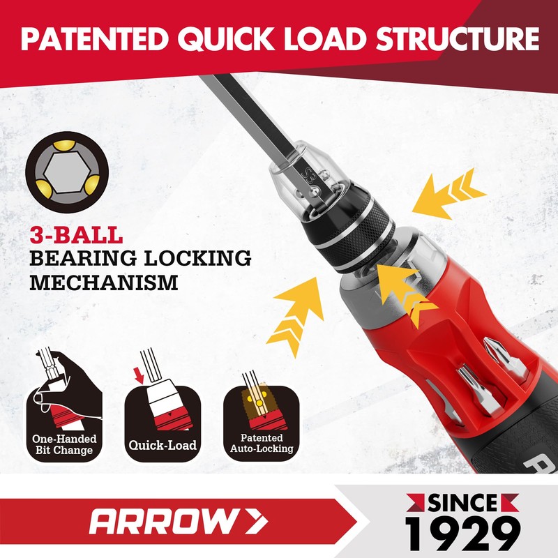 ARROW Ratcheting Screwdriver, 12-IN-1 Multi Bit Ratchet Screwdriver set
