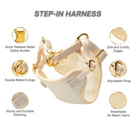 Furfect City Step in Dog Harness, No Pull No Choke, Durable Polyester Breathable mesh, Adjustable Strap, Quick Release Gold Hardware Metal Buckle, Soft Edges for Comfort (Yellow, Medium)