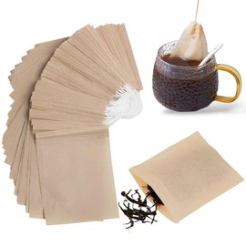 100 Pcs Disposable Empty Tea Filter Bags, Paper Tea Bags for Loose Leaf Tea - Drawstring Fillable Tea Bags for Coffee Herbal Lemon Ginger Hot Drinks (3.1"x3.9")