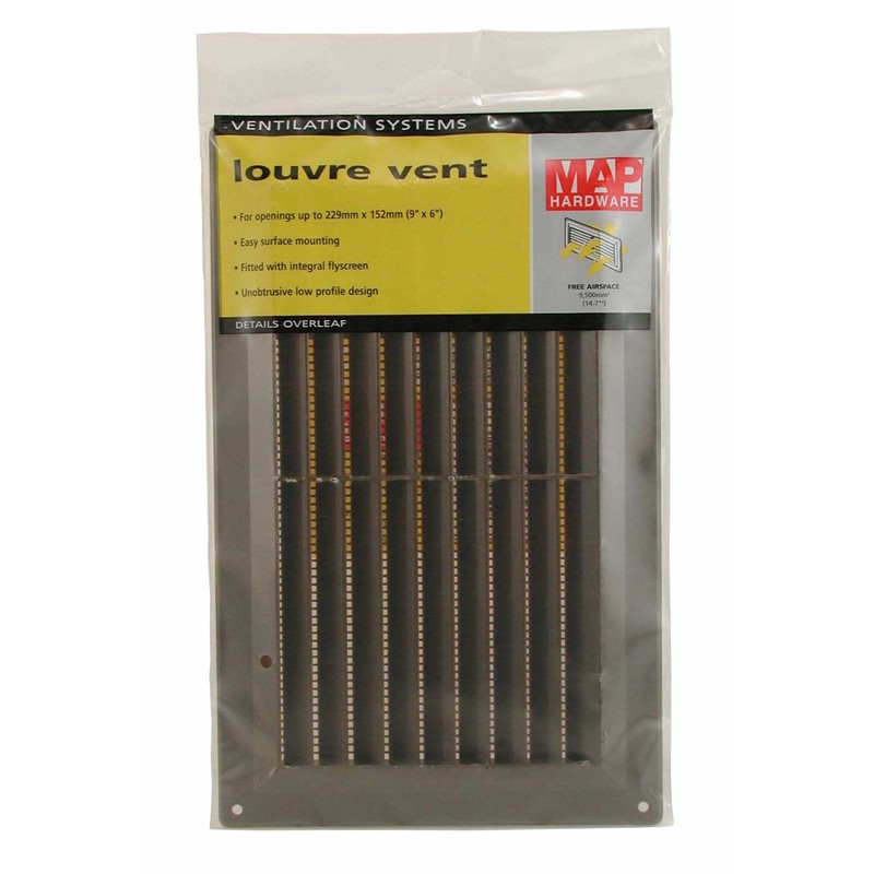 MAP Vents 926-04 Plastic Louvre Vents, Brown, 9" x 6"