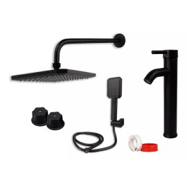 Cnx Kit De Regadera, Manerales Y Mezcladora, Negro Mate