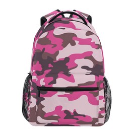 SUABO Laptop Backpack, Camo Pink Computer Bag Book Bag Travel Hiking Camping Daypack