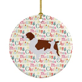 Caroline's Treasures WDK1847CO1 Welsh Springer Spaniel Merry Christmas Ceramic Ornament, 3 in, Multicolor