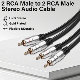 JSADZKJ 2RCA Male to 2RCA Male Stereo Audio Cable,Dual RCA Subwoofer Audio Cord,Gold-Plated Rca AUX Adapter Cables connector for Home Theater,HDTV,Amplifiers,Hi-Fi Systems 1.64ft