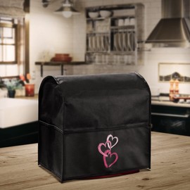 kwmobile Case Compatible with KitchenAid 4.3-4.8 Litres - with 3 Compartments - Food Processor Dust Cover in Dusky Pink Pink Black Brush Hearts