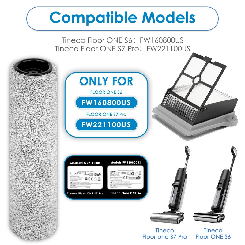 【Version 2, Detachable Roller】(6 Pack) S7 Pro Brush Rollers and