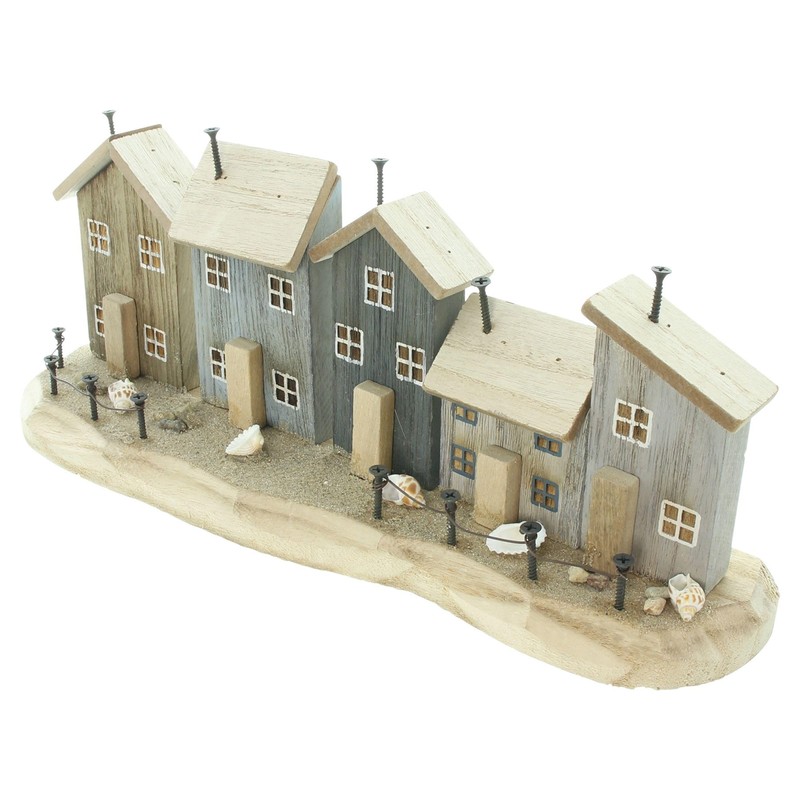 FRANK FLECHTWAREN Decorative Houses Beach Promenade, Wood, Metal Nails, Shells,