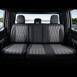 Coverado Rear Leather Seat Covers for Ford F150 2015-2026, F250 F350 F450 2017-2026, Car SUV Pickup Truck Seat Protection, Black&Gray
