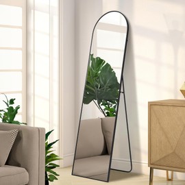Full Length Mirrors 55"x15" Arched Mirror Black Mirror Full Body Mirror Black Vanity Wall Mirror, Frosted Metal Frame Anti-Rust, Tempered Glass Mirror for Bathroom, Bedroom, Entryway, Living Room