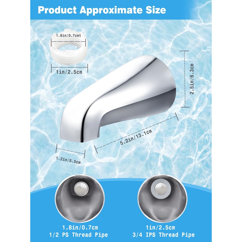 Universal Tub Spout with 5 in 1 Adapter, Bathtub Faucet