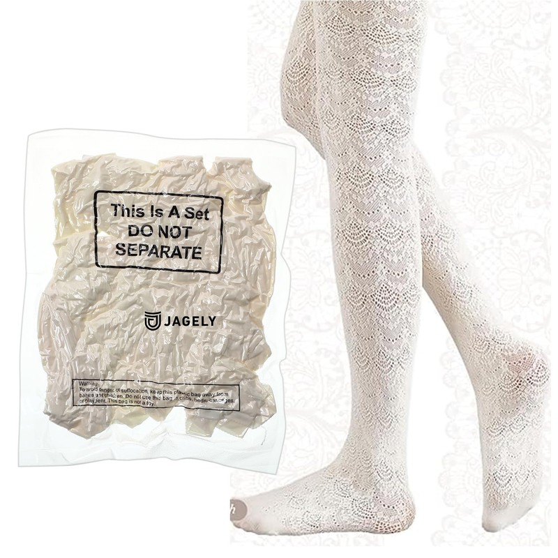 JaGely 3 Pairs Womens Fishnet Hollow Out Knitted Tights Patterned