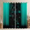 Feelyou Kids Green and Black Curtains for Bedroom Living Room Ombre Darkening Drapes (2 Panels, 38 x 45 Inch) for Boys Girls Geometric Square 30%-50% Blackout Curtains Ombre Effects Window Treatments