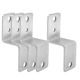 Mewutal 4pcs Z Brackets 2" × 1.5" Door Barricade Brackets Silver Double Angle Brace Stainless Steel Drop Open Bar Holders 90° Shelf Bracket for Furniture Garage Barn Gate