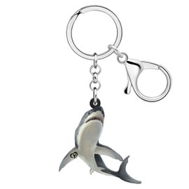 BAMAY Anime Whale Keyring Acrylic Wallet Car Key Chain Shark Keychain for Women Girls Summer Gifts Ocean Animals Charms, grey shark