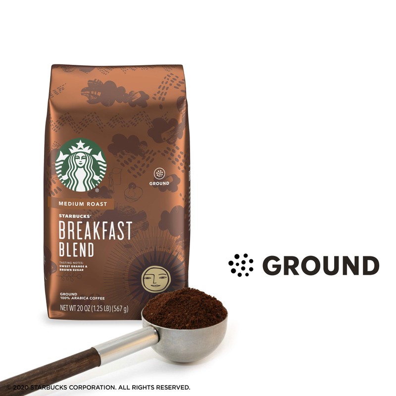 Starbucks Medium Roast Ground Coffee — Breakfast Blend — 100%