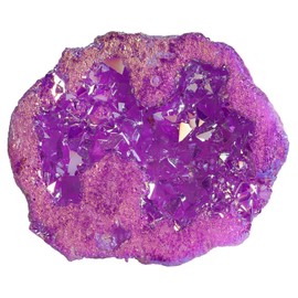 Nupuyai Titanium Coated Natural Rock Crystal Geode Druze Gemstone Rough Stone Crystal Cluster Quartz Geode Mineral Stone Specimen for Reiki Healing Stone House Feng Shui Decoration (10-35 g)