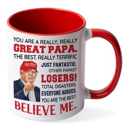 Viberty Papa Mug 11Oz - Funny Papa Gifts from Grandkids - Ceramic Mug (Red) for Christmas, Birthday, Father's Day