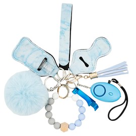 Safety Keychain Set for Women, 9 Pcs Safety Keychain Accessories, Self Defense Keychain Set for Girls with Safe Sound Personal Alarm, Bottle Opener, Lipstick Holder and Bracelet