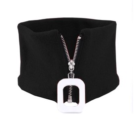 Mrotrida Knitted Collar Scarves for Women Detachable Fake High Collar Scarves Lapel Wrap Zipper Choker for Off Shoulder Clothing(Black-1)