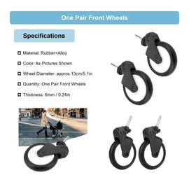 Baby Stroller Wheels, Rubber Wheels Accessories Stroller Wheels Replacement Universal Strollers Replacement Caster Wheels Set for Yoya Vovo Wheel Kids Carriage(A Pair of Front Wheels)