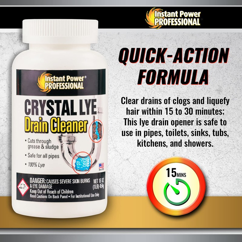 Instant Power Professional Crystal Lye Drain Cleaner, Drain Clog Remover