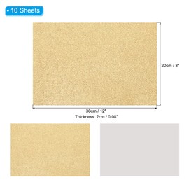 PATIKIL Light Gold Shiny EVA Glitter Foam Sheet 11 x 8 Inch 2mm Thick Sparkle EVA Glitter Felt for Crafts DIY Project, 10 Pcs
