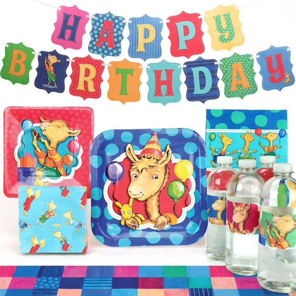 Llama Llama Party Supplies (Standard) Perfect Birthday decorations for those first 5 years. Birthday Decorations for girls and boys, LLamaTheme Party Party Pack, 66 Piece Set, Serves 8