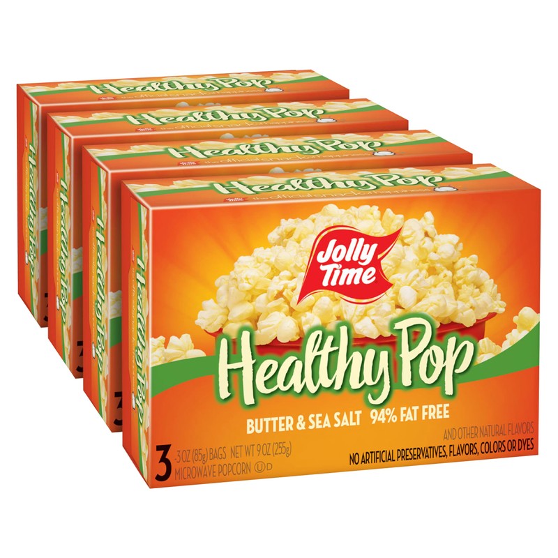 Jolly Time Healthy Pop Buttery Microwave Popcorn, Low Fat Gluten