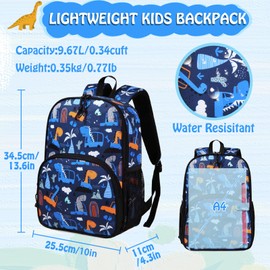 Kasqo Toddler Backpack, Water Resistant Preschool Kids Bookbag Kindergarten Daycare Schoolbag for Boys and Girls 3-6 Years,Dinosaur Car