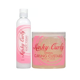 Kinky Curly Knot Today Leave In Conditioner/Detangler 8 oz + Curl Custard Gel 8 oz