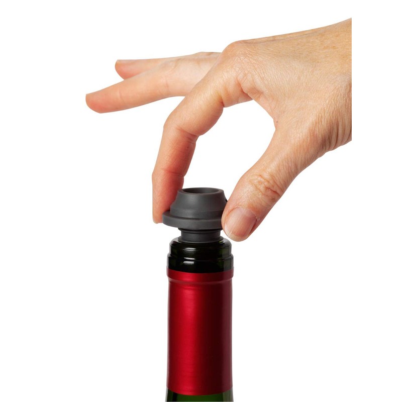 Le Creuset, 2-er Set Verschlüsse für Weinpumpen, Weinkonservierung, Schwarz, Silikon,