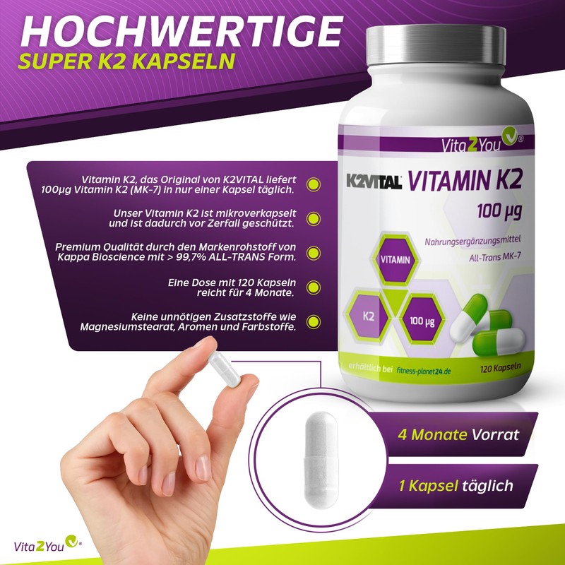 Vitamin K2 100µg – 120 Capsules – Natural Menaq Uinon