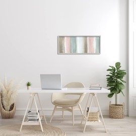 Stupell Industries Blurred Striped Shape Abstraction Soft Pastel Pink Green, Designed by Nan Gray Framed Wall Art, 30 x 13, Multi