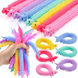 NADINE456 Paquete de 20 Juguete Antiestrés Elástico, Cuerdas de Fideos Sensoriales de Dinosaurios, Juguetes Sensoriales Elásticos con Forma de Gusano para el Día del Niño, Regalo para Niños, Adultos