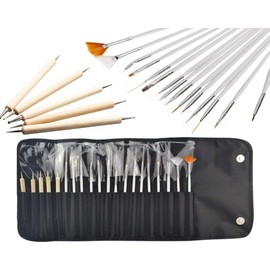 JZK® 20 x Professional Nail Art Pen Gel Brush Nail Art Painting Pen Artist Brush French Nail Art Brush Tool Kit Dotting Spot Swirl Tips Tool Set for Nail Design Painting Dot Pattern etc. with Bag