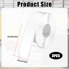 3 Rolls Label Tapes for Phomemo D30, 15mmx6m Long Thermal Paper Stickers Self-Adhesive Label Maker Tape Roll Label Print Paper for Office Home Kitchen (White)