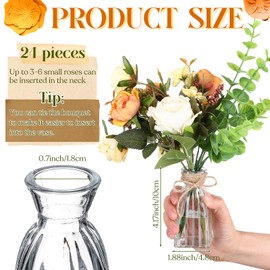 Ninehaoou 24 Pcs Glass Bud Vases 5.2in Clear Vases in Bulk Mini Flower Vase for Centerpieces Vintage Floral Arrangements Wedding Birthday Party Table Decor(Wide Stripes)