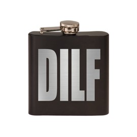 Rogue River Tactical Funny DILF Stainless Steel Hip Flask Premium Matte Black Makes a Great Gift For Him Dad Father Gag Joke Gift