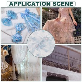 BENECREAT 91cm Snowflake Sequins Tulle, 156cm Light Blue Sheer Organza Fabric Snowflake Embroidered Mesh Lace for Garment Accessorie, Veils Dress, Curtain Home Christmas Decorations