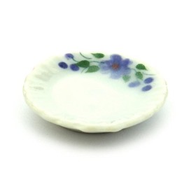 MyTinyWorld 4 x Dolls House Miniature Purple Violet Design 25mm Ceramic Plates