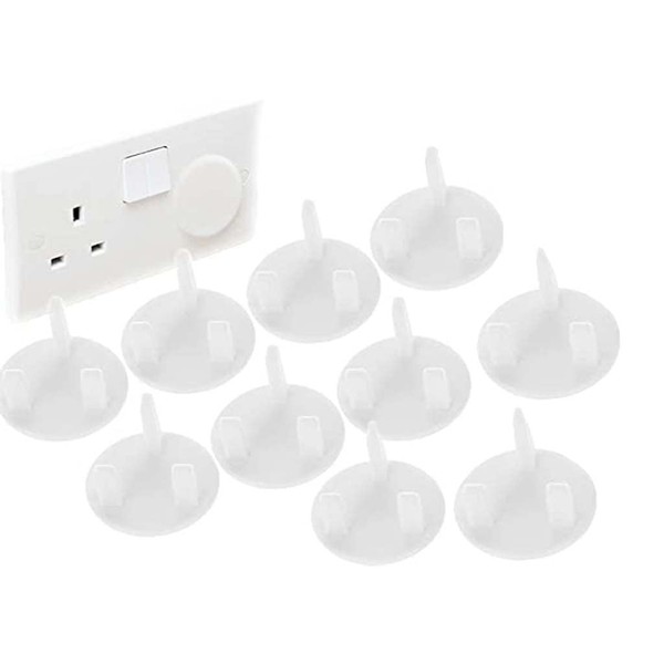 DECK INN Pack of 10 Baby Home Safety Covers UK Plug Socket Covers Child Proof White Plastic Socket Covers Electrical Outlet Socket Protectors Perfect for Children Safety at Home and School