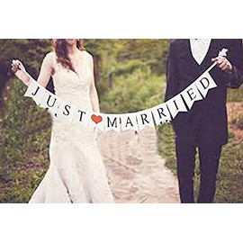 Just Married Vintage Wedding Bunting Banner Photo Booth Props Signs Garland Bridal Shower Wedding Decoration by CTY