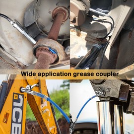 AORRZER Grease Gun Coupler 2 PCS, Strong Lock on Greases Gun Couplers, 12000 PSI Quick Release Grease Coupler with 12" Spring Flex Hose, Compatible with All Grease Guns 1/8" NPT Grease Gun Fittings