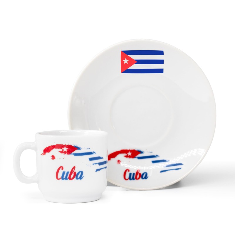 YSSER Cuban Flag Espresso Cup Set, 2.5 oz Cups with
